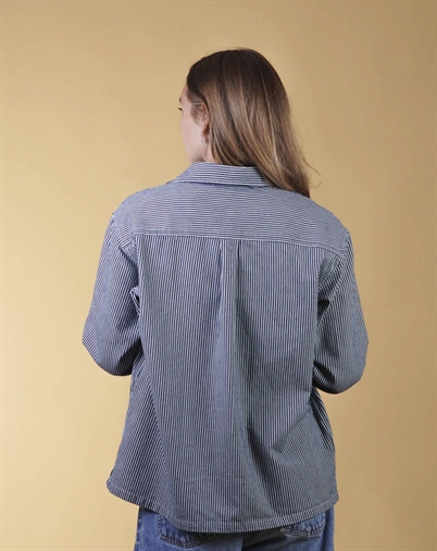  Elsk - Hickory Striped Womans Skjorte - Navy/White